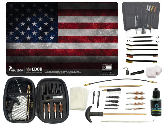 EDOG Old Glory U.S. American Flag CERUS Gear Handgun Honor & Pride Pistol ProMat, Range Warrior .22 .38 .357 9MM .45-20 PC & 12 PC Tac Book Range, Field & Bench Handgun Cleaning Essentials Kit…