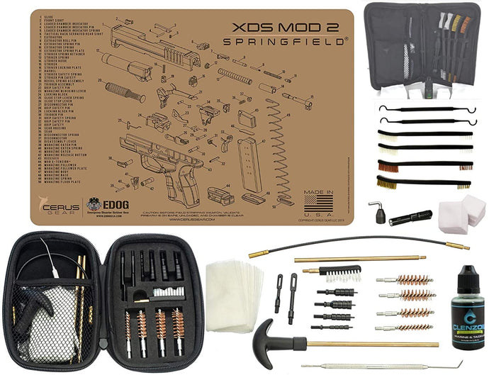 XDs Mod 2 TAN CERUS Gear Schematic (Exploded View) Pistol ProMat, Range Warrior .22 .38 .357 9MM .45-20 PC & 12 PC Tac Book Range, Field & Bench Handgun Cleaning Essentials Kit