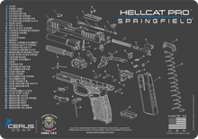 Load image into Gallery viewer, Hellcat Pro Gun Cleaning Mat - Schematic (Exploded View) Diagram Compatible with Springfield Armory Hellcat Pro 3 mm Pad Protect Firearm Magazines Bench Surfaces Gun Oil