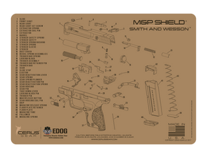 Smith & Wessonn Tan M&P Shield Schematic (Exploded View) Heavy Duty Pistol Cleaning 12x17 Padded Gun-Work Surface Protector Mat Solvent & Oil Resistant