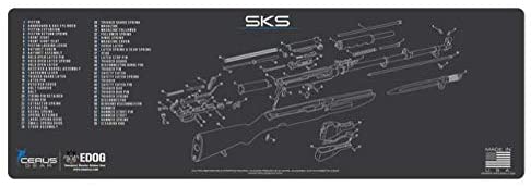 SKS Gun Cleaning Mat - Schematic (Exploded View) Diagram Compatible with SKS Rifles 3 mm Padded Pad Protects Your Firearm Magazines Bench Table Surfaces Oil Solvent Resistant