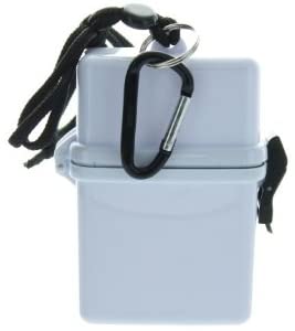 Waterproof Cigarette Case, with BIC Lighter Carabiner - BLUE & Bonus RFID Protection! (WHITE CASE)