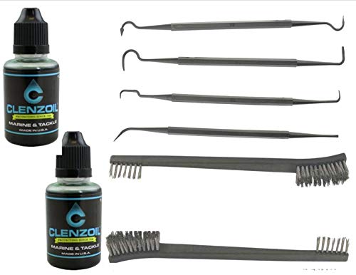 EDOG / Clenzoil 8Pc CLP Gun Cleaning Essentials Pack | Clenzoil One Step Cleaner, Lubricant & Protectant, Lock, Stock & Barrel 2 Stainless Steel Brushes & 4 Pick Cleaning Essentials Set