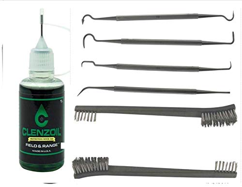 EDOG / Clenzoil 7 Pc CLP Gun Cleaning Essentials Pack | Clenzoil Precision Needle Oiler One Step Cleaner Lubricant & Protectant Lock Stock & Barrel 2 Stainless Steel Brushes & 4 Picks