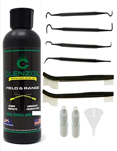 EDOG / Clenzoil 10 Pc CLP Gun Cleaning Essentials Pack | Clenzoil 8 Oz Bottle One Step Cleaner Lubricant & Protectant Lock Stock & Barrel 2 Nylon Brushes & 4 Picks | 3 Pc Fill & Carry Kit
