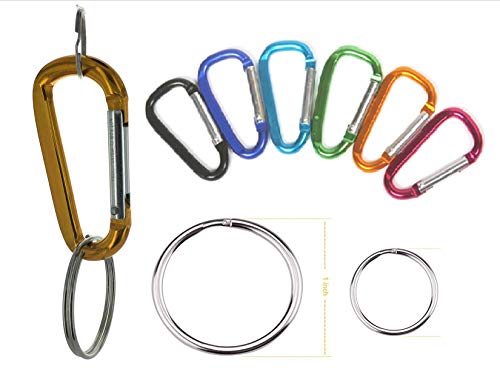 EDOG USA Carabiners, Straps, Keyrings & Accessories Carabiners | Two (2) 3” Assorted Color |Aluminum | Snaplink | (4) Split Ring Key Rings (2) Jumbo XL 2” & (2) 1” | D Shape | Extra Large Capacity