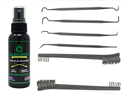 EDOG / Clenzoil 7 Pc CLP Gun Cleaning Essentials Pack | Clenzoil 2 Oz Pump Sprayer Bottle One Step Cleaner Lubricant & Protectant Lock Stock & Barrel 2 Stainless Steel Brushes & 4 Picks