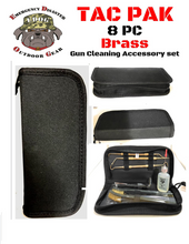 Load image into Gallery viewer, Tac Pak 9 Pc Brass Pick &amp; Brush Set Hoppes Picks (Dental Style) Hook, Slant &amp; Straight, &amp; 7 In. Double Ended Brushes No.9 Precision Gun Oiler, Bore Light Maintenance Tools For Your Gun Cleaning Kit