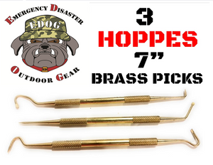Tac Pak 9 Pc Brass Pick & Brush Set Hoppes Picks (Dental Style) Hook, Slant & Straight, & 7 In. Double Ended Brushes No.9 Precision Gun Oiler, Bore Light Maintenance Tools For Your Gun Cleaning Kit