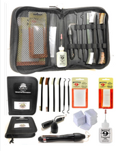 Load image into Gallery viewer, Tac Book Handgun Cleaning Kit Essentials &amp; Accessories For All Calibers 22 38 357 9mm 40 45 Cal Hoppes No.9 Patch Hoppes Gun Oil Precision Needle Oiler Pistol Cleaner Brush &amp; Pick Set &amp; Bore Light