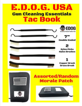 Load image into Gallery viewer, Tac Book Handgun Cleaning Kit Essentials &amp; Accessories For All Calibers 22 38 357 9mm 40 45 Cal Hoppes No.9 Patch Hoppes Gun Oil Precision Needle Oiler Pistol Cleaner Brush &amp; Pick Set &amp; Bore Light