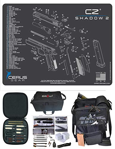 EDOG CZ Shadow Cerus Exploded View Schematic Gun Cleaning Mat & R5 Handgun Pistol Range & Duty Bag & 28 Pc Handgun Cleaning Kit w Clenzoil CLP