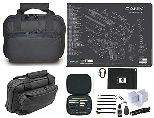 EDOG CANIK TP9 Promat & 11.5″ Double Gun Range Bag, Soft Padded & Compact & 28 PC Cleaning Essentials & Pro Mat Kit