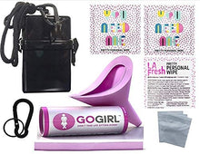 Load image into Gallery viewer, GoGirl Female Urination Device, Lavender Plus Lavender 12” Extension Tube &amp; Black Waterproof fCase for Spills &amp; Splashes Plus LA Fresh Feminine Natural Wipes &amp; Extra Zip Baggies &amp; Carabiner