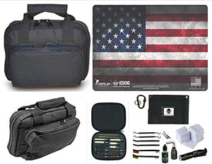 EDOG U.S. American Flag Promat & 11.5″ Double Gun Range Bag, Soft Padded & Compact & 28 PC Cleaning Essentials & Pro Mat Kit