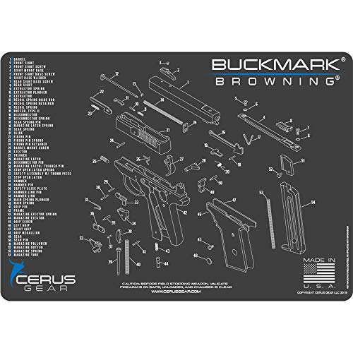 Browning Buckmark Cerus Gear Schematic (Exploded View) Heavy Duty Pistol Cleaning 12x17 Padded Gun-Work Surface Protector Mat Solvent & Oil Resistant