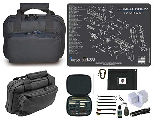 EDOG Taurus TG2 Promat & 11.5″ Double Gun Range Bag, Soft Padded & Compact & 28 PC Cleaning Essentials & Pro Mat Kit