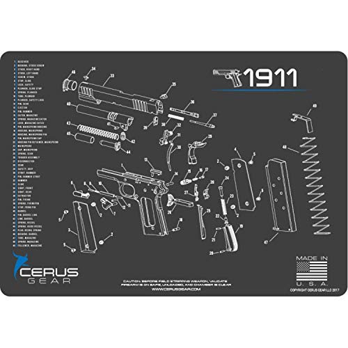 1911 Cerus Gear Schematic (Exploded View) Heavy Duty Pistol Cleaning 12x17 Padded Gun-Work Surface Protector Mat Solvent & Oil Resistant