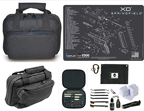 EDOG Springfield Armory XD Promat & 11.5″ Double Gun Range Bag, Soft Padded & Compact & 28 PC Cleaning Essentials & Pro Mat Kit