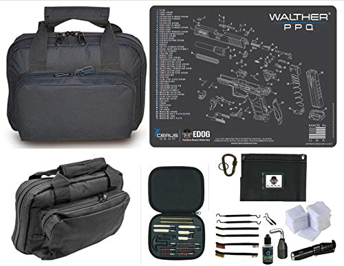 EDOG Walther PPQ Promat & 11.5″ Double Gun Range Bag, Soft Padded & Compact & 28 PC Cleaning Essentials & Pro Mat Kit