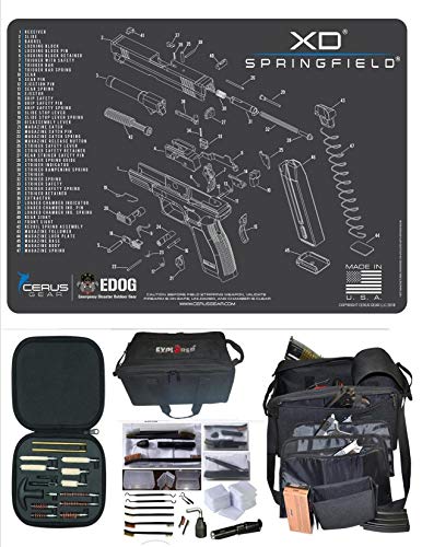 EDOG Springfield Armory XD Cerus Exploded View Schematic Gun Cleaning Mat & R5 Handgun Pistol Range & Duty Bag & 28 Pc Handgun Cleaning Kit w Clenzoil CLP