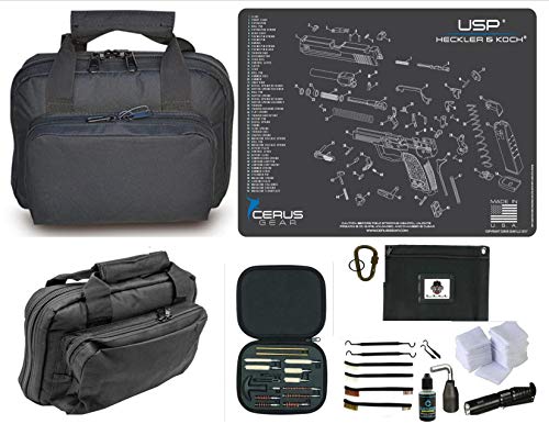 EDOG H&K USP Promat & 11.5″ Double Gun Range Bag, Soft Padded & Compact & 28 PC Cleaning Essentials & Pro Mat Kit