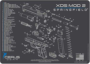 Springfield Armory XDsMOD 2 Cerus Gear Schematic (Exploded View) Heavy Duty Pistol Cleaning 12x17 Padded Gun-Work Surface Protector Mat Solvent & Oil Resistant