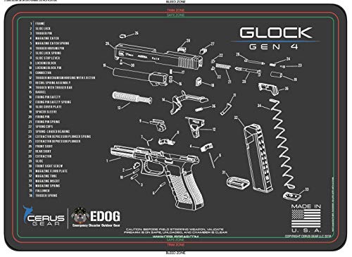 Glock Gen 4 Cerus Gear Schematic (Exploded View) Heavy Duty Pistol Cleaning 12x17 Padded Gun-Work Surface Protector Mat Solvent & Oil Resistant