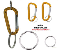 Load image into Gallery viewer, EDOG USA Carabiners, Straps, Keyrings &amp; Accessories Carabiners | Two (2) 3” Gold Color | Aluminum | Snaplink | (4) Split Ring Key Rings (2) Jumbo XL 2” &amp; (2) 1” | D Shape | Extra Large Capacity