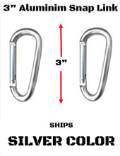 Load image into Gallery viewer, EDOG USA Carabiners, Straps, Keyrings &amp; Accessories Carabiners | Two (2) 3” Silver Color | Aluminum | Snaplink | (4) Split Ring Key Rings (2) Jumbo XL 2” &amp; (2) 1” | D Shape | Extra Large Capacity