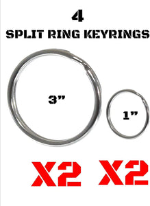 EDOG USA Carabiners Straps Keyrings | Carabiners | Two (2) 3” Assorted Color | Aluminum | Snaplink | (4) Split Ring Key Rings (2) Jumbo XXXL 3” & (2) 1” | D Shape | Extra Large Capacity