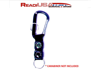 2 Carabiner Compass & Thermometer - Accessory EDC Keychain Straps Add to Your Emergency Survival Hiking Camping Gear