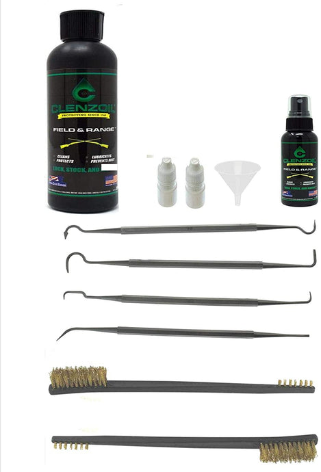 EDOG / Clenzoil 8 Pc CLP Gun Cleaning Essentials Pack Clenzoil 8 Oz Bottle & 2 Oz Pump Spray Bottle One Step Cleaner Lubricant & Protectant 2 Brass Brushes & 4 Picks