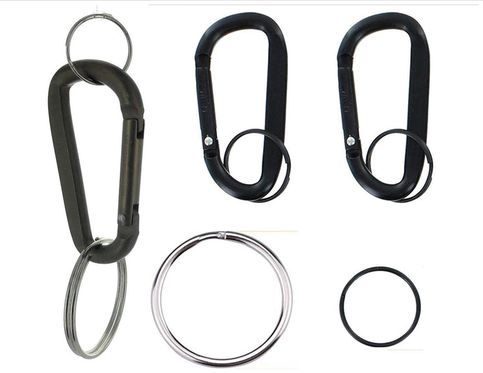 EDOG USA Carabiners, Straps, Keyrings & Accessories Carabiners | Two (2) 3” Tactical Black | Aluminum | Snaplink | (4) Split Ring Key Rings (2) Jumbo XL 2” & (2) 1” | D Shape | Extra Large Capacity
