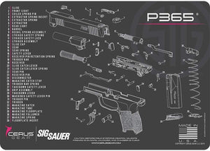 EDOG Ladies Sig P365 Pink Trim 5 PC Schematic (Exploded View) Heavy Duty Pistol Cleaning 12x17 Padded Gun-Work Surface Protector Mat Solvent & Oil Resistant & 3 PC Cleaning Essentials & Clenzoil