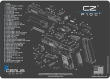 Load image into Gallery viewer, EDOG CZ 10C Cerus Gear Schematic (Exploded View) Heavy Duty Pistol Cleaning 12x17 Padded Gun-Work Surface Protector Mat Solvent &amp; Oil Resistant
