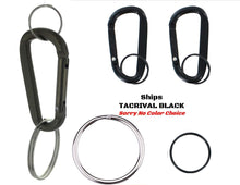 Load image into Gallery viewer, EDOG USA Carabiners, Straps, Keyrings &amp; Accessories Carabiners | Two (2) 3” Tactical Black | Aluminum | Snaplink | (4) Split Ring Key Rings (2) Jumbo XL 2” &amp; (2) 1” | D Shape | Extra Large Capacity