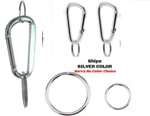 Load image into Gallery viewer, EDOG USA Carabiners, Straps, Keyrings &amp; Accessories Carabiners | Two (2) 3” Silver Color | Aluminum | Snaplink | (4) Split Ring Key Rings (2) Jumbo XL 2” &amp; (2) 1” | D Shape | Extra Large Capacity