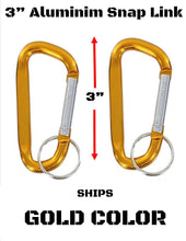 Load image into Gallery viewer, EDOG USA Carabiners, Straps, Keyrings &amp; Accessories Carabiners | Two (2) 3” Gold Color | Aluminum | Snaplink | (4) Split Ring Key Rings (2) Jumbo XL 2” &amp; (2) 1” | D Shape | Extra Large Capacity