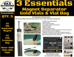 VAS 49'er Black Weekender Gold Panning 22 pc Back Pack Kit | Back Pack | 3 Green Gold Pans | 2 Classifiers 1/2" & 1/8" | 49'er Bag & Accessories