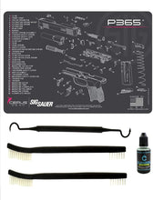 Load image into Gallery viewer, EDOG Ladies Sig P365 Pink Trim 5 PC Schematic (Exploded View) Heavy Duty Pistol Cleaning 12x17 Padded Gun-Work Surface Protector Mat Solvent &amp; Oil Resistant &amp; 3 PC Cleaning Essentials &amp; Clenzoil