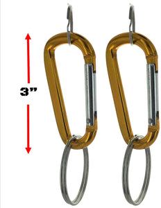 EDOG USA Carabiners, Straps, Keyrings & Accessories Carabiners | Two (2) 3” Gold Color | Aluminum | Snaplink | (4) Split Ring Key Rings (2) Jumbo XL 2” & (2) 1” | D Shape | Extra Large Capacity
