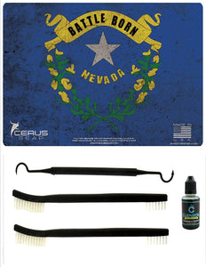 EDOG Nevada State Pride Flag 5 PC Heavy Duty Pistol Cleaning 12x17 Padded Gun-Work Surface Protector Mat Solvent & Oil Resistant & 3 PC Cleaning Essentials & Clenzoil