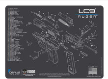 Load image into Gallery viewer, RUGER LC9 Cerus Gear Schematic (Exploded View) Heavy Duty Pistol Cleaning 12x17 Padded Gun-Work Surface Protector Mat Solvent &amp; Oil Resistant
