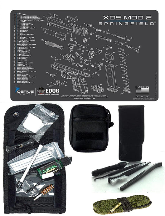 EDOG USA Pistolero 14 Pc 9MM.38 & .357 Pc Gun Cleaning Kit - Compatible for Springfield Armory XD Mod 2 - Schematic (Exploded View) Mat, Pistolero Caliber Specific 9 MM, 38 & 357