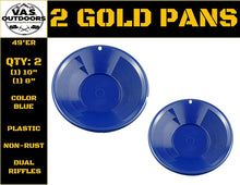 Load image into Gallery viewer, VAS 21 PC Blue Backpackers Gold Panning Pan Essentials Kit | Molle Bag | 2 Gold Pans | Adults | Kids | Beginners Too! | Equipment for Metal Detecting &amp; Gold Panning (Blue Gold Pans)