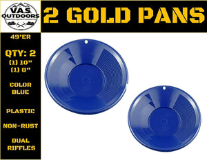 VAS 21 PC Blue Backpackers Gold Panning Pan Essentials Kit | Molle Bag | 2 Gold Pans | Adults | Kids | Beginners Too! | Equipment for Metal Detecting & Gold Panning (Blue Gold Pans)