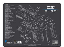 Load image into Gallery viewer, CZ P-07 Cerus Gear Schematic (Exploded View) Heavy Duty Pistol Cleaning 12x17 Padded Gun-Work Surface Protector Mat Solvent &amp; Oil Resistant