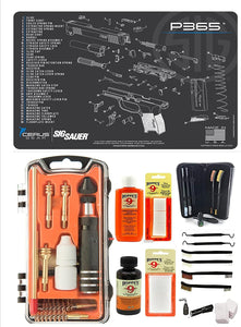 EDOG USA Outlaw 28 Pc Pistol Cleaning Kit - Compatible for Sig Sauer P365 Pistol - Schematic (Exploded View) Mat, Calibers 9MM to .45 & Tac Pak Pistol Cleaning Essentials Kit