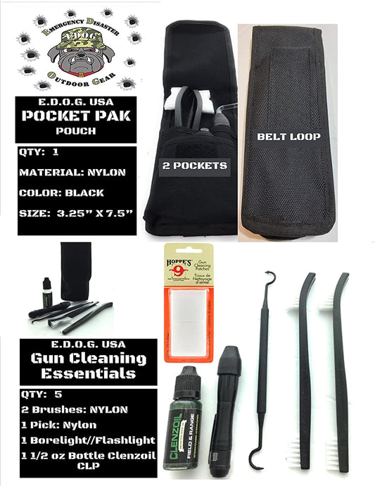 9mm Pistol Gun Cleaning Kit - 15 Pc Handgun Supplies & Accessories for 9 mm .38 & .357 | Rod | Bore Brush | Jag | Bore Mop | Clenzoil CLP Cleaner | Range Field Organizer Bag For Men & Women Shooters